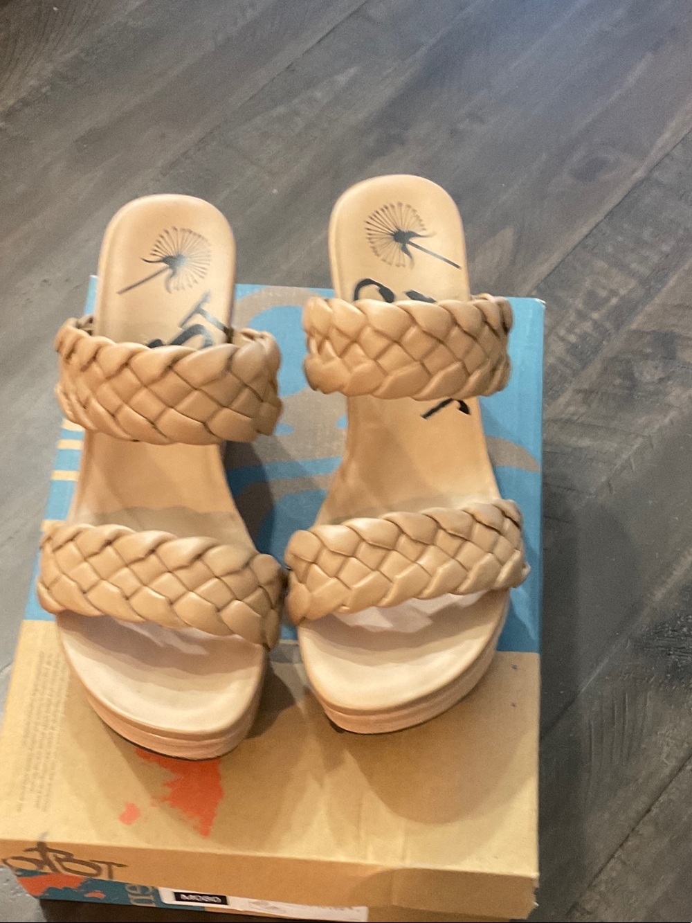 OTBT Women's Braided Double-Strap Slide Sandals in Tan